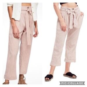 Free People Striped Rumors Yarn Dye Harem Pants Belted Waist Size 2